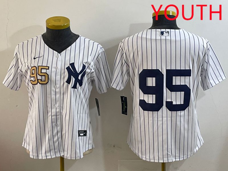 Youth New York Yankees #95 No Name White Stripe Game 2025 Nike MLB Jersey style 7